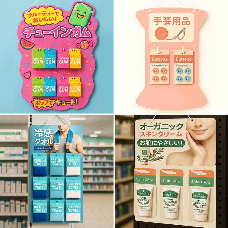 吊り下げ什器制作イメージ例